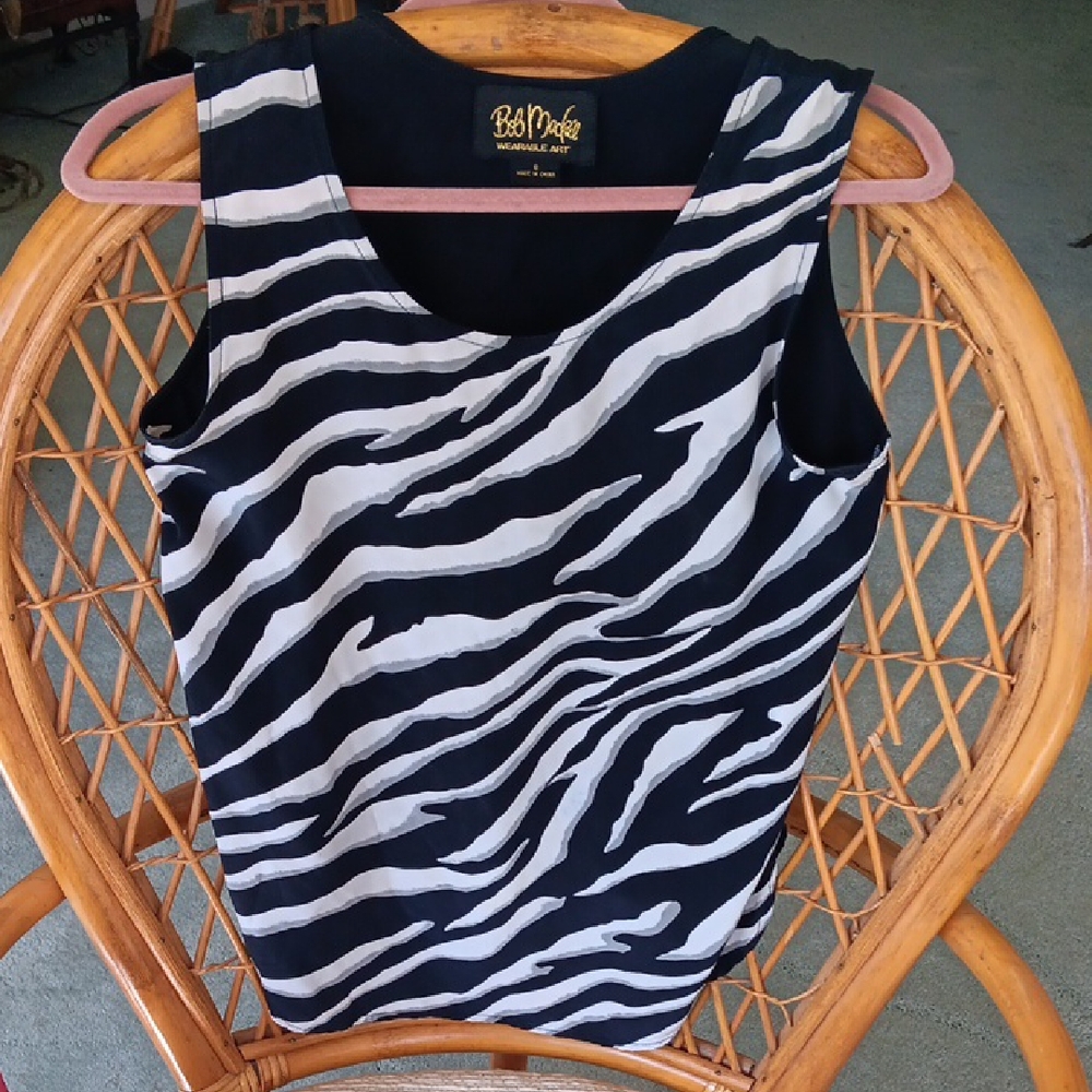 Bob Mackie Black and White Animal Print Tank Top